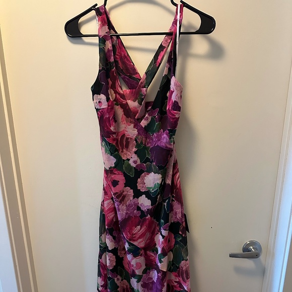 Lulus Delight in Elegance Pink Multi Floral Halter Cutout Midi Dress - Picture 1 of 3
